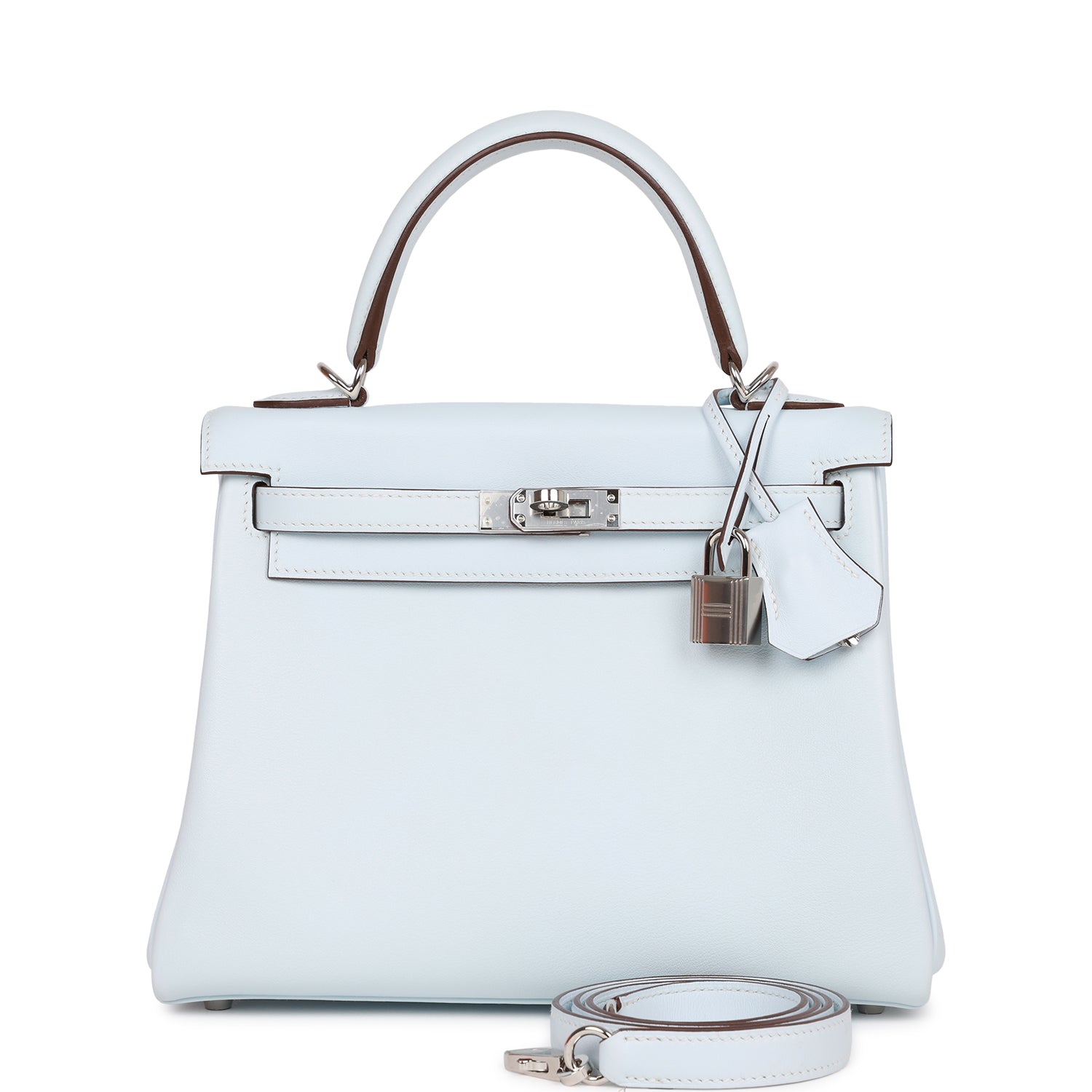 Hermes Kelly Retourne Bleu Brume Swift Palladium Hardware Travel Bag