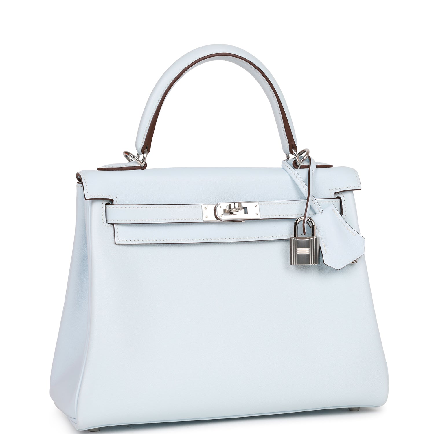 Hermes Kelly Retourne Bleu Brume Swift Palladium Hardware Travel Bag