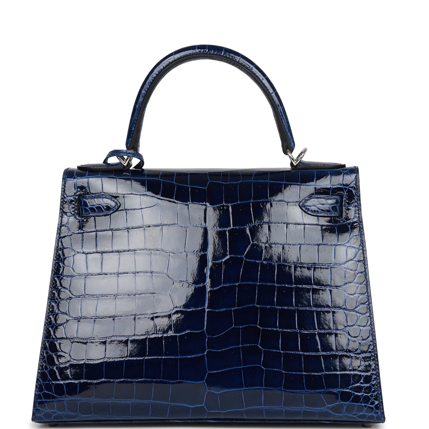 Hermes Kelly Sellier Bleu Saphir Shiny Porosus Crocodile Palladium Travel Bag
