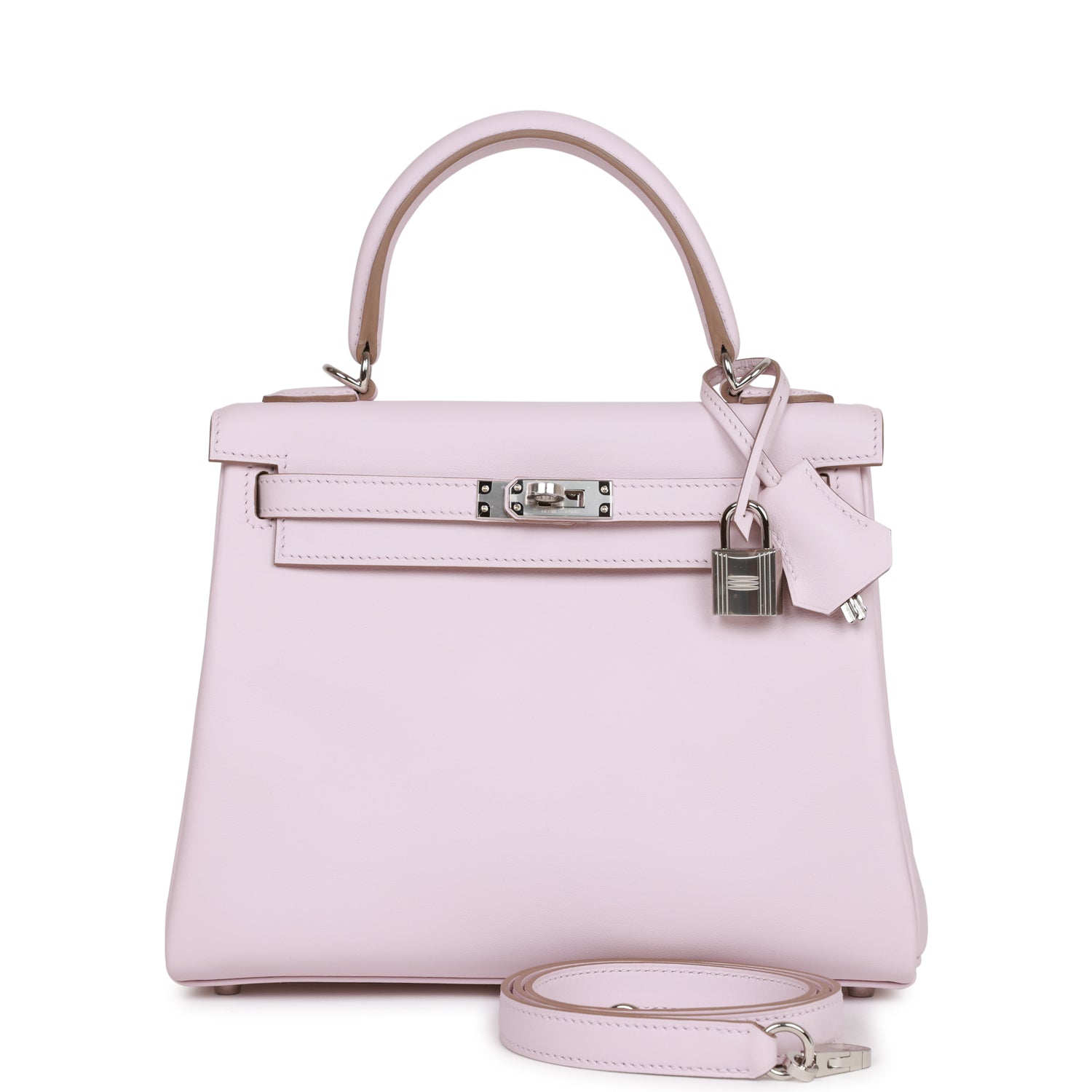 Hermes Kelly Retourne Mauve Pale Swift Palladium Hardware Handbag Travel Bag