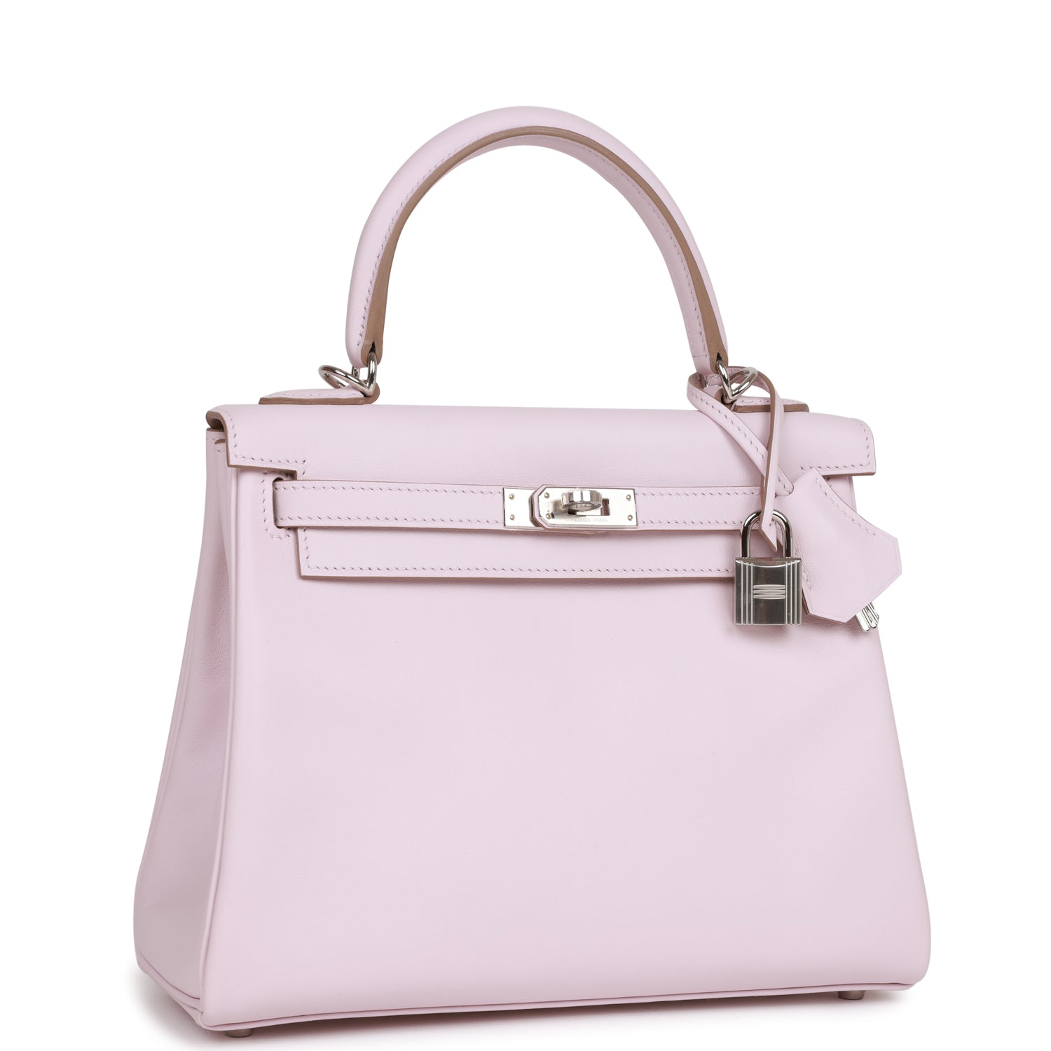 Hermes Kelly Retourne Mauve Pale Swift Palladium Hardware Handbag Travel Bag