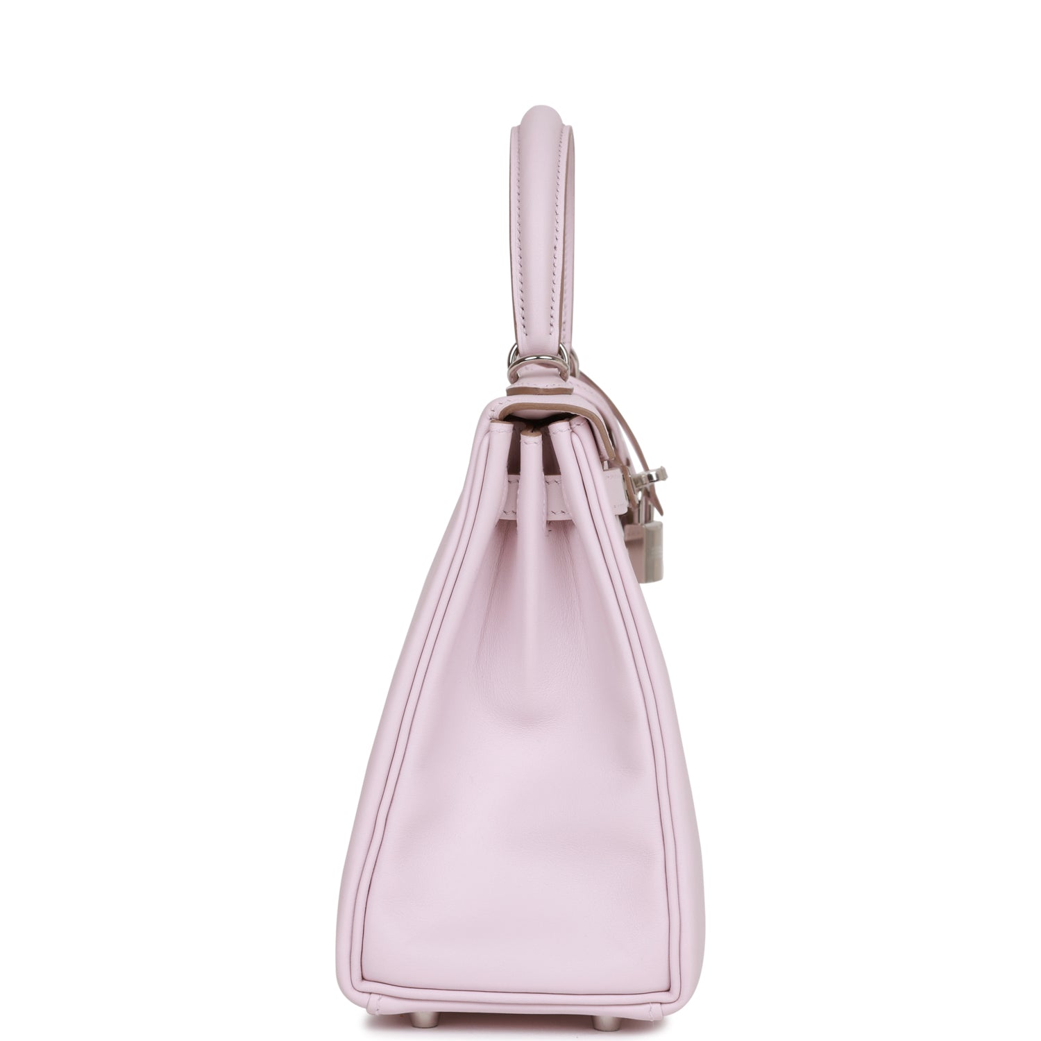 Hermes Kelly Retourne Mauve Pale Swift Palladium Hardware Handbag Travel Bag