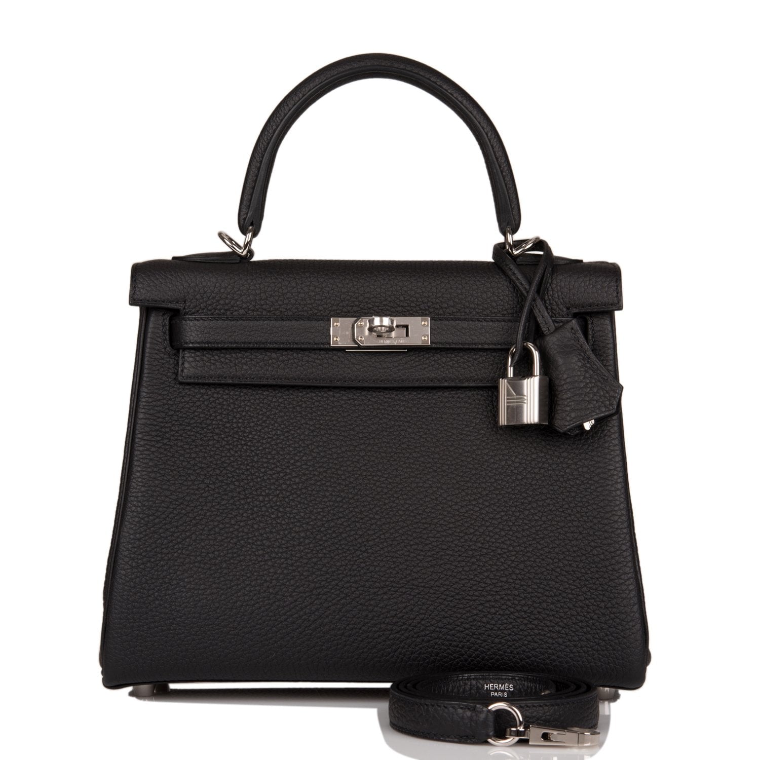 Hermes Kelly Retourne Togo Palladium Hardware Handbag Black Travel Bag 5