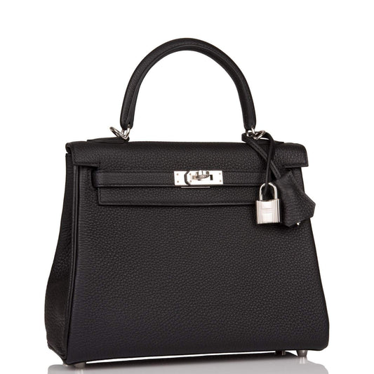 Hermes Kelly Retourne Togo Palladium Hardware Handbag Black Travel Bag 5
