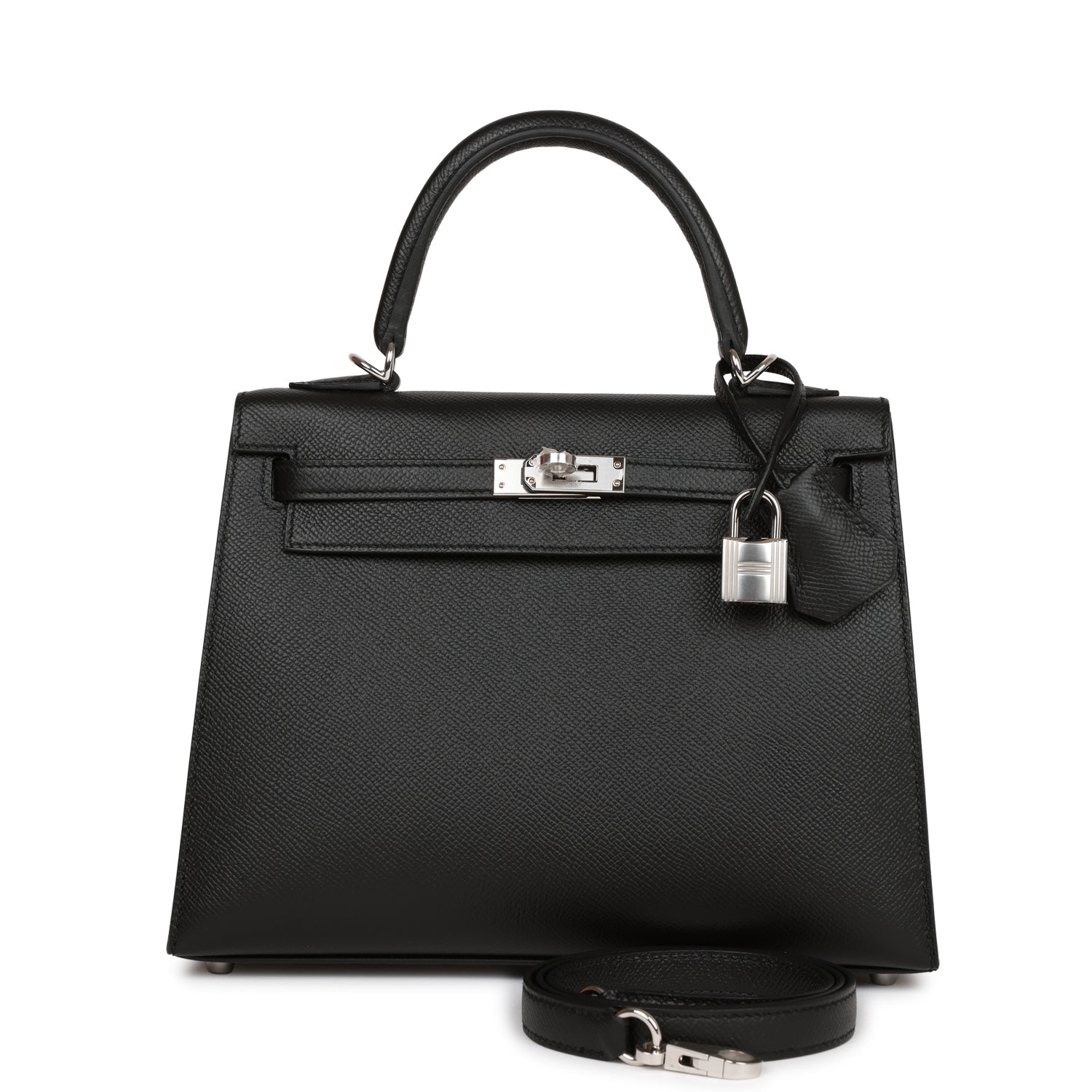 Hermes Kelly Sellier Epsom Palladium Hardware Handbag Black Travel Bag Hardware 5