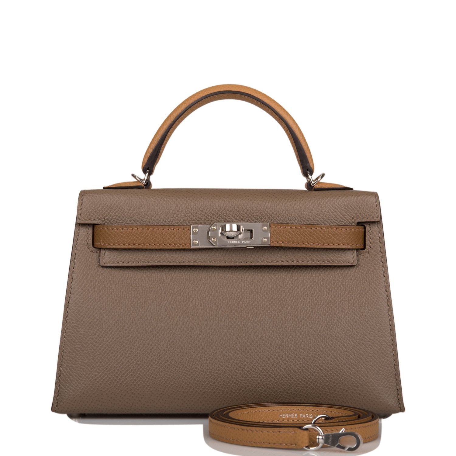Hermes Kelly Sellier Etoupe Alezan And Biscuit Epsom Travel Bag
