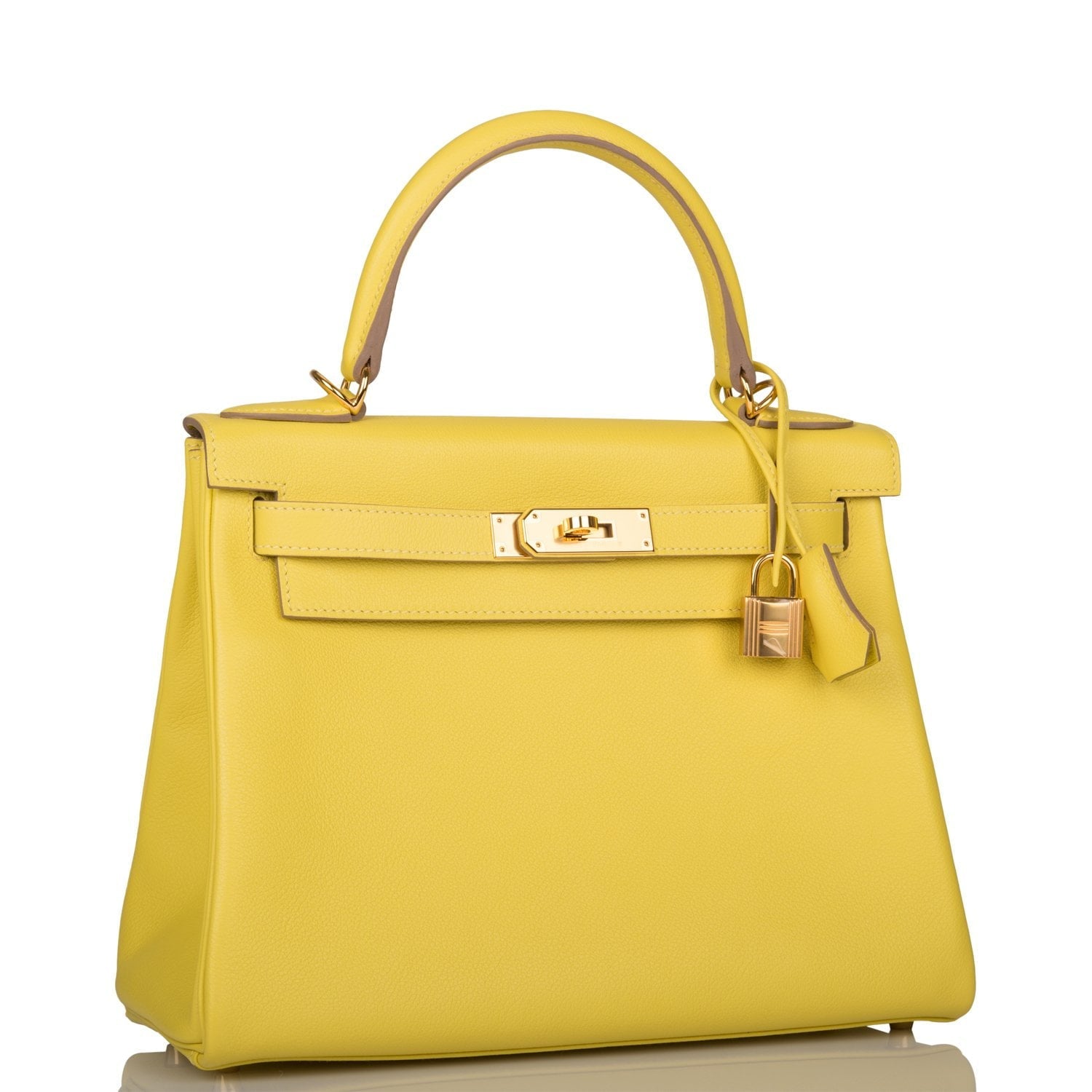 Hermes Kelly Retourne Lime Evercolor Hardware Handbag Gold Travel Bag
