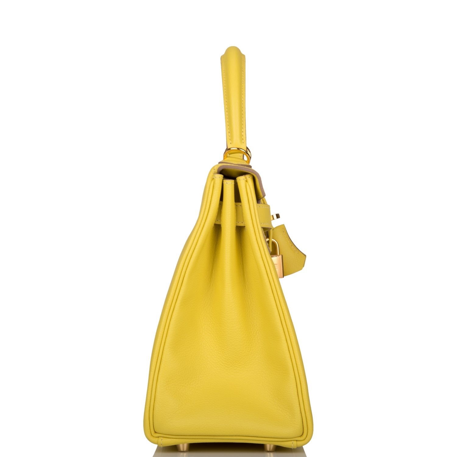 Hermes Kelly Retourne Lime Evercolor Hardware Handbag Gold Travel Bag