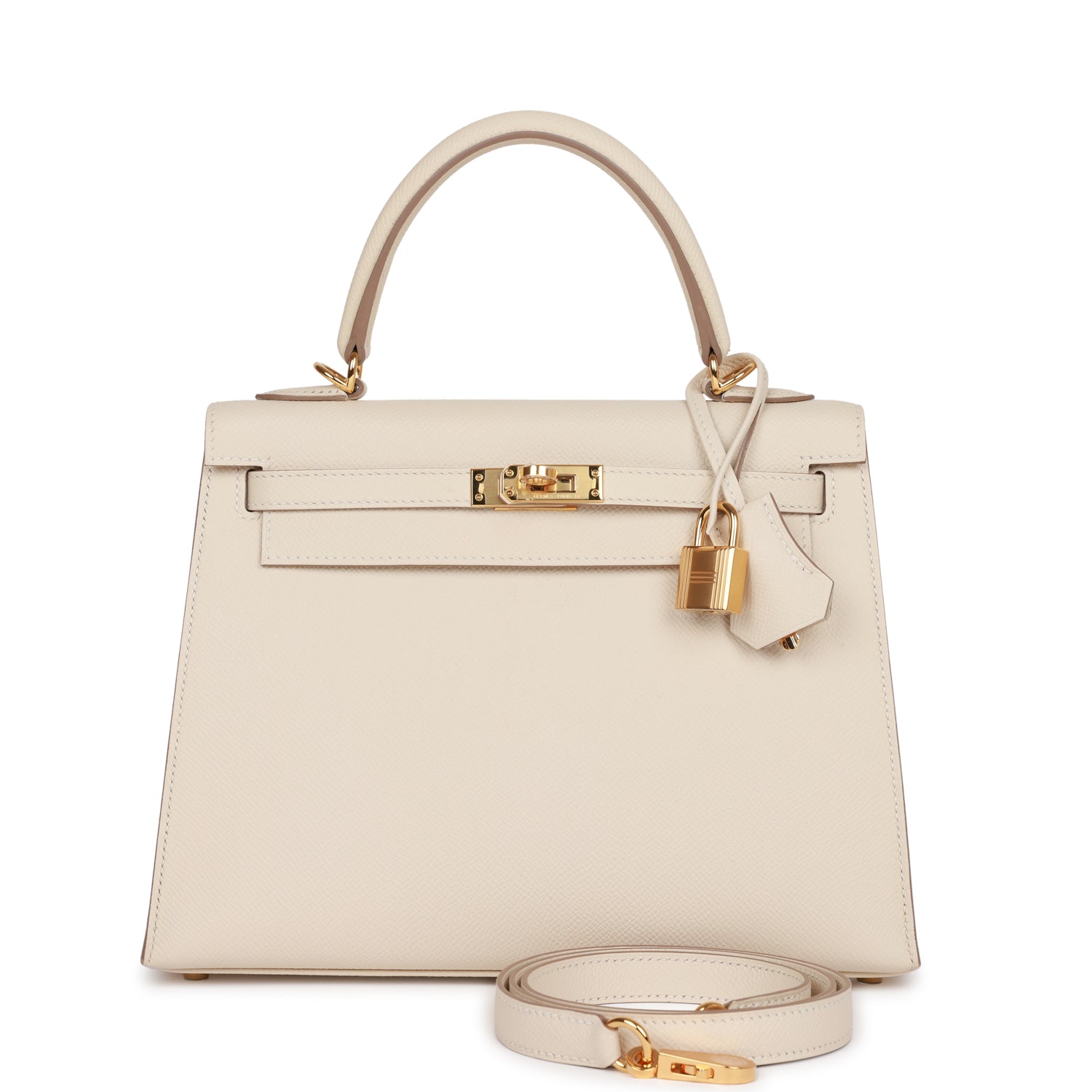Hermes Kelly Sellier Craie Epsom Hardware Handbag Gold Travel Bag Hardware 3