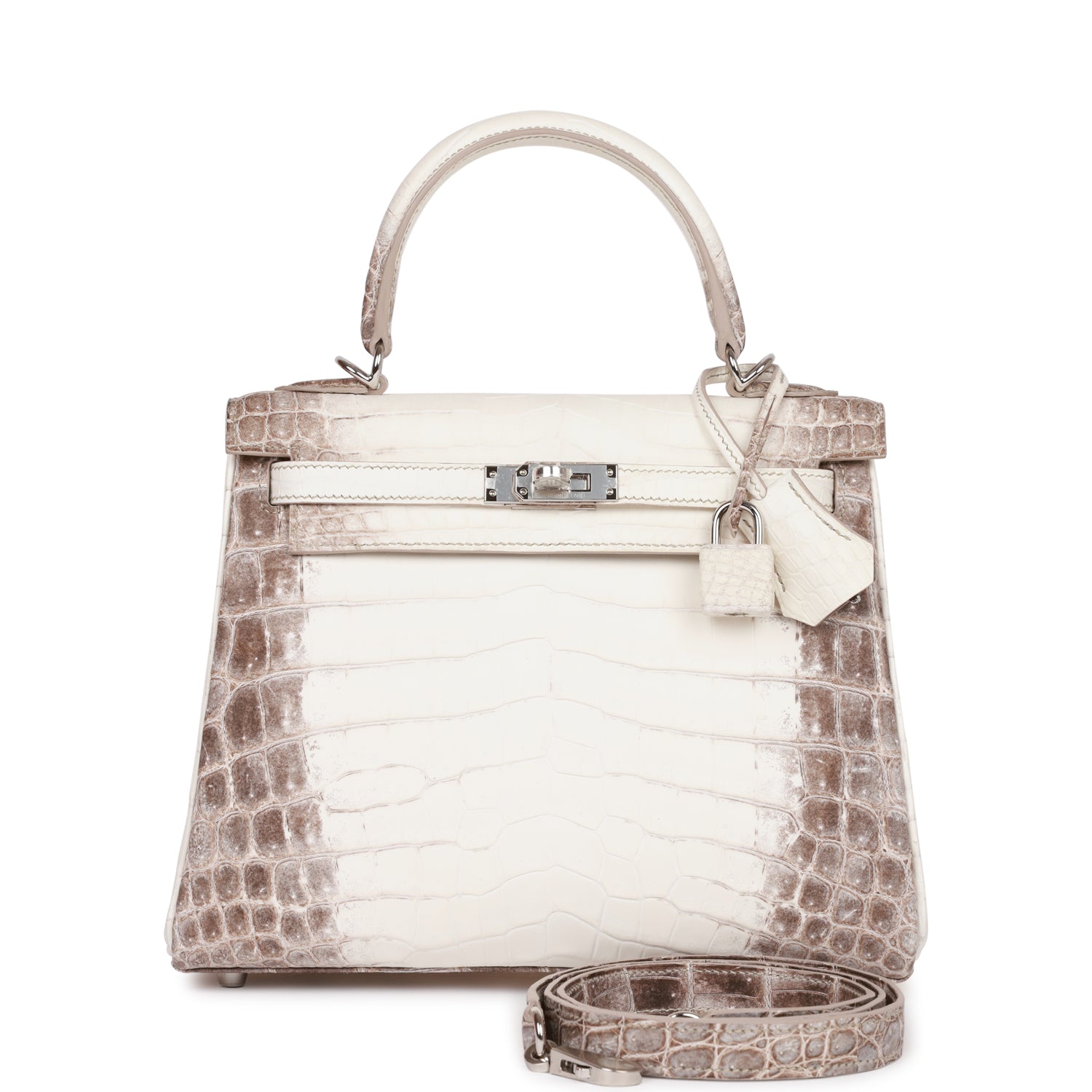 Hermes Kelly Retourne Himalaya Niloticus Crocodile Palladium Hardware Handbag Travel Bag