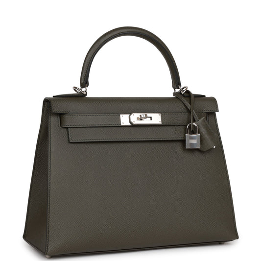 Hermes Kelly Sellier Vert De Gris Epsom Palladium Hardware Travel Bag