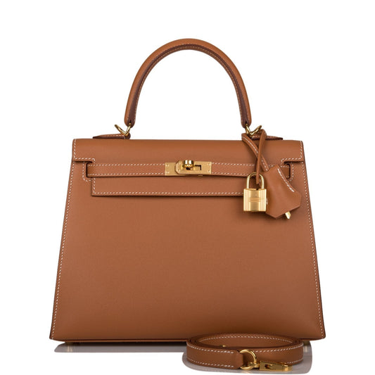 Hermes Kelly Sellier Epsom Hardware Handbag Gold Travel Bag 16