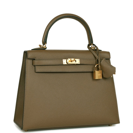 Hermes Kelly Sellier Vert Olive Epsom Hardware Handbag Gold Travel Bag