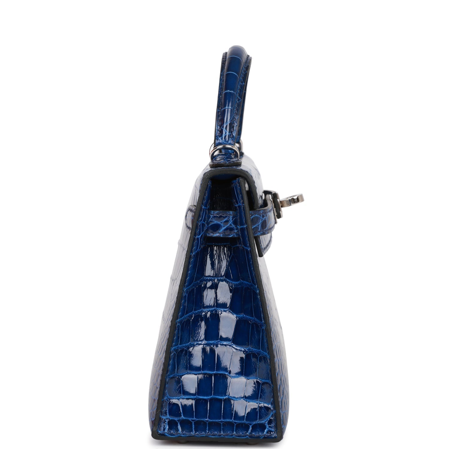 Hermes Kelly Sellier Bleu Saphir Shiny Alligator Palladium Travel Bag