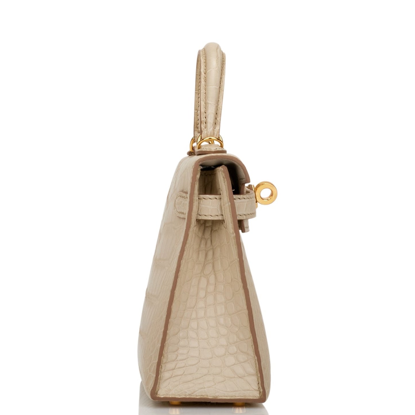 Hermes Kelly Sellier Beton Matte Alligator Hardware Handbag Gold Travel Bag