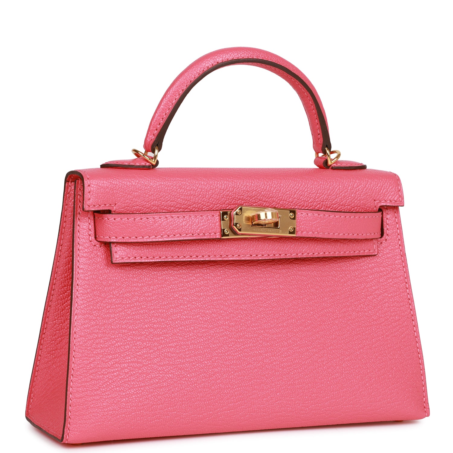 Hermes Kelly Sellier Rose Lipstick Chèvre Hardware Handbag Gold Travel Bag