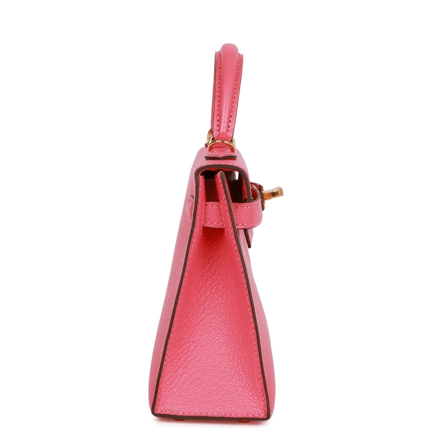 Hermes Kelly Sellier Rose Lipstick Chèvre Hardware Handbag Gold Travel Bag