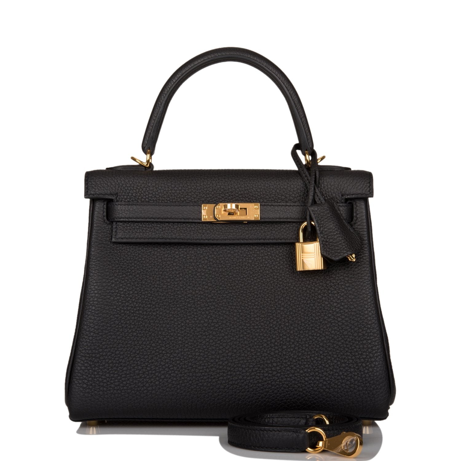 Hermes Kelly Retourne Togo Hardware Handbag Black Gold Travel Bag 14