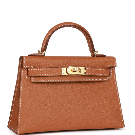Hermes Kelly Sellier Epsom Hardware Handbag Gold Travel Bag 21