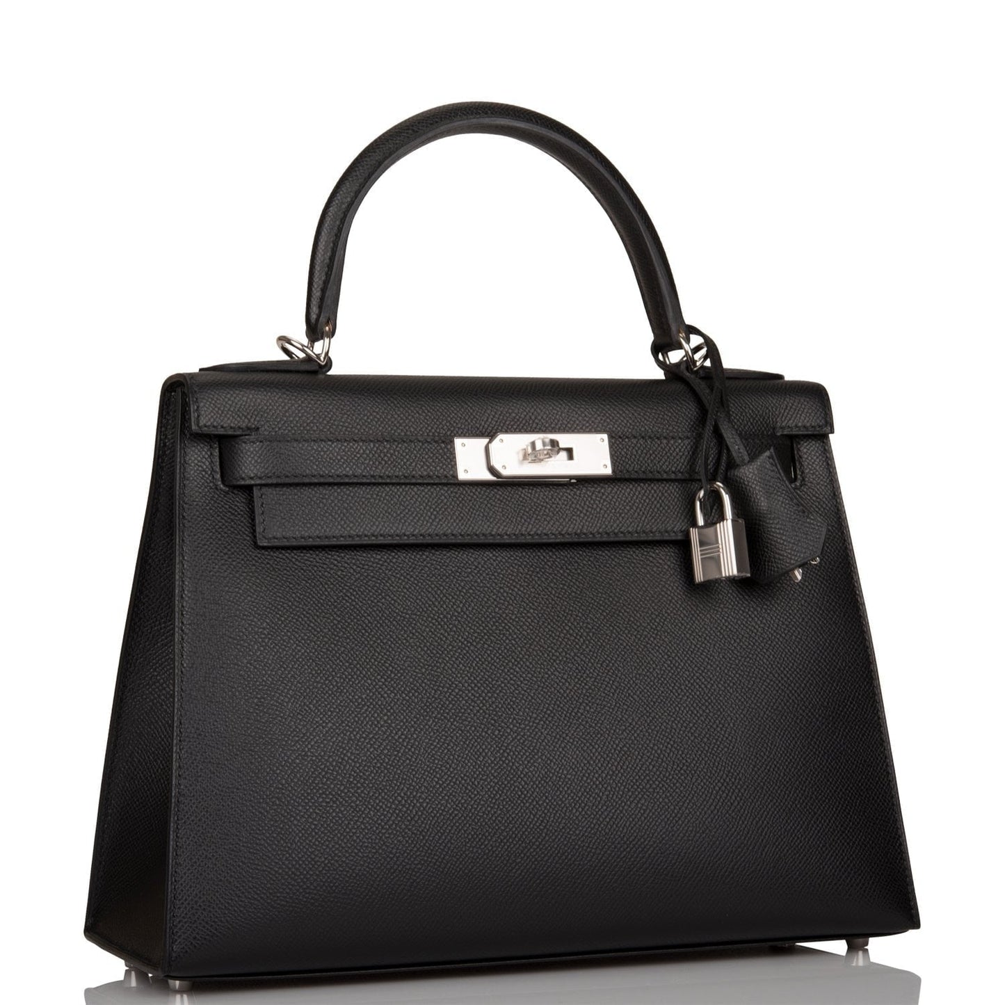 Hermes Kelly Sellier Epsom Palladium Hardware Handbag Black Travel Bag 5
