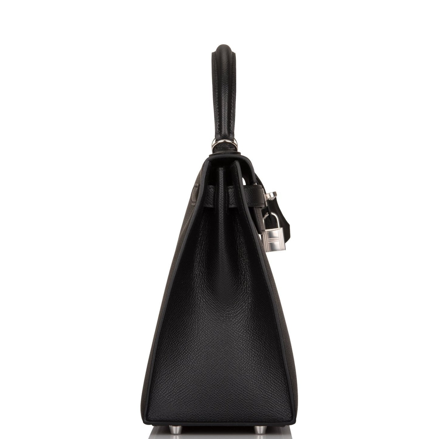 Hermes Kelly Sellier Epsom Palladium Hardware Handbag Black Travel Bag 5