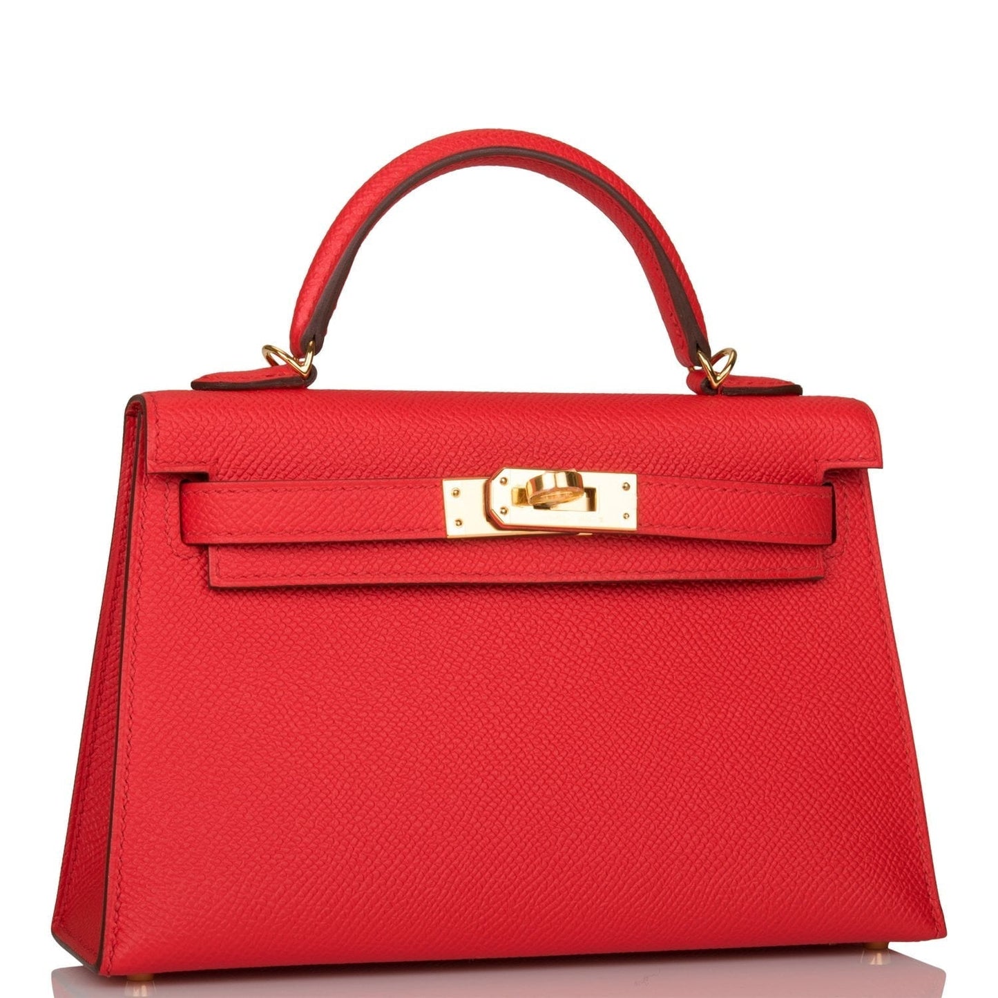 Hermes Kelly Sellier Rouge De Coeur Epsom Hardware Gold Travel Bag Gold Hardware