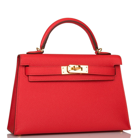 Hermes Kelly Sellier Rouge De Coeur Epsom Hardware Gold Travel Bag Gold Hardware