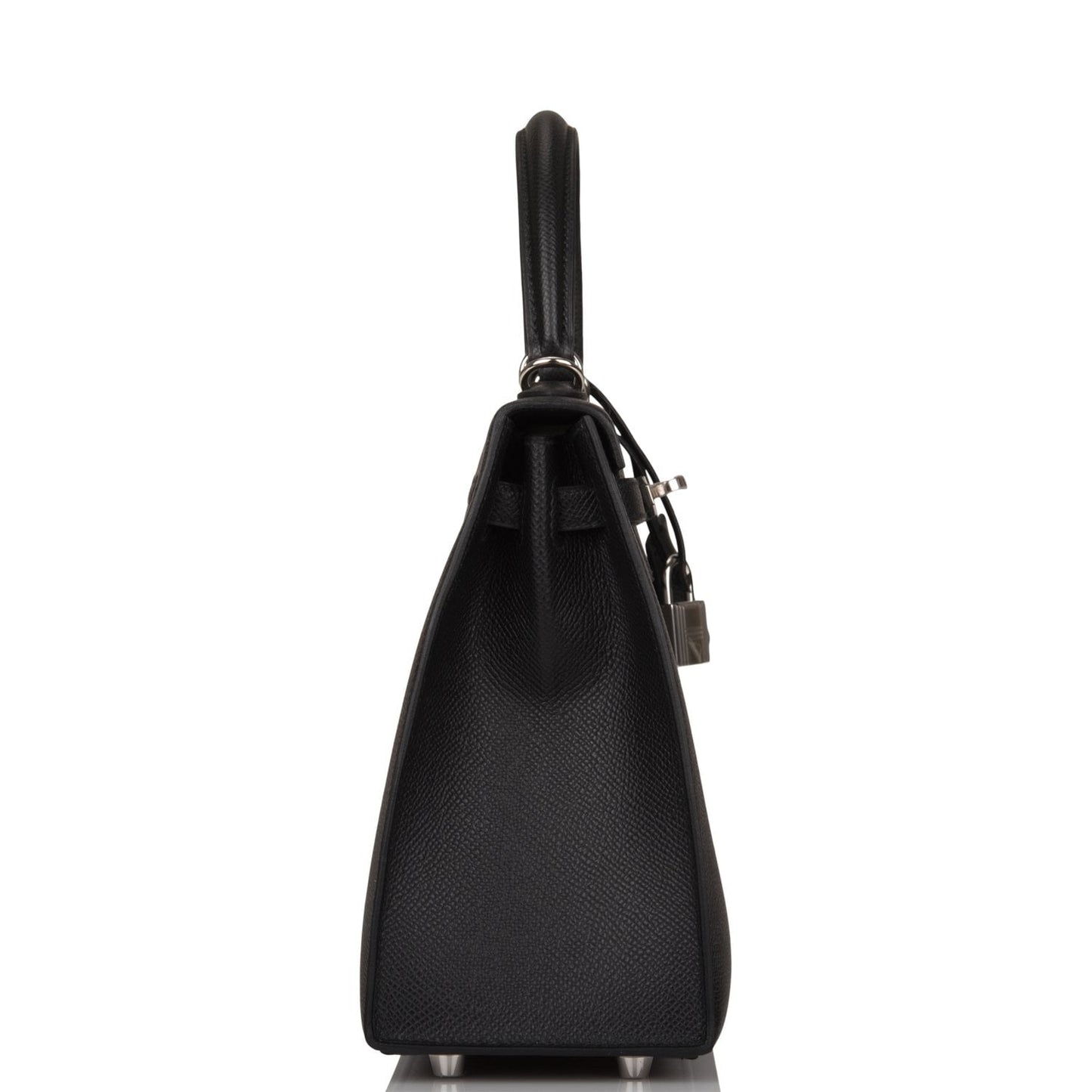 Hermes Kelly Sellier Epsom Palladium Hardware Handbag Black Travel Bag 16
