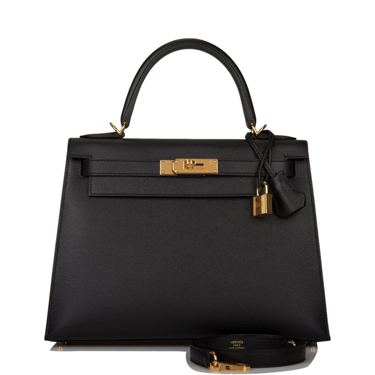 Hermes Kelly Sellier Epsom Hardware Handbag Black Gold Travel Bag Hardware 1