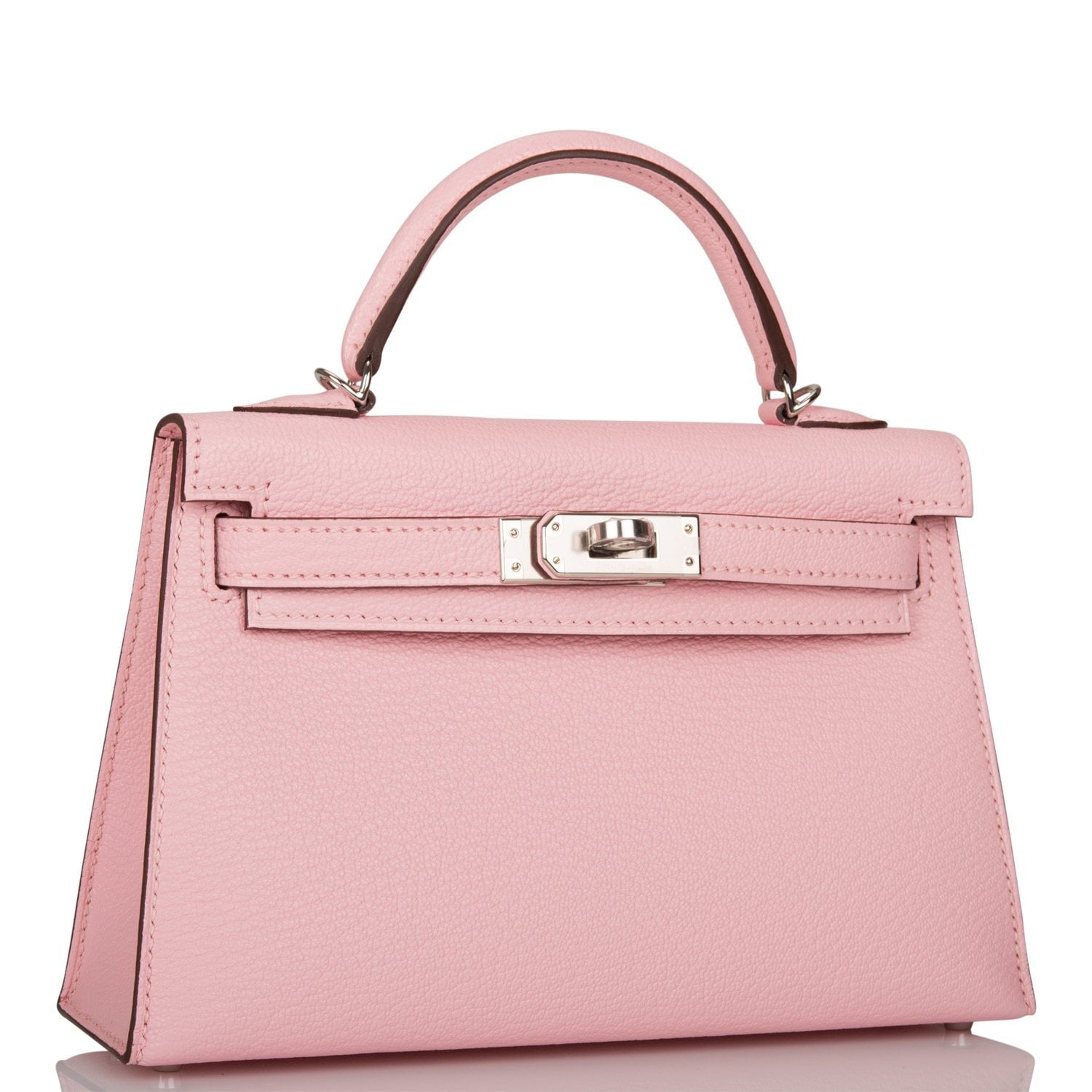 Hermes Kelly Sellier Rose Sakura Chevre Palladium Hardware Travel Bag
