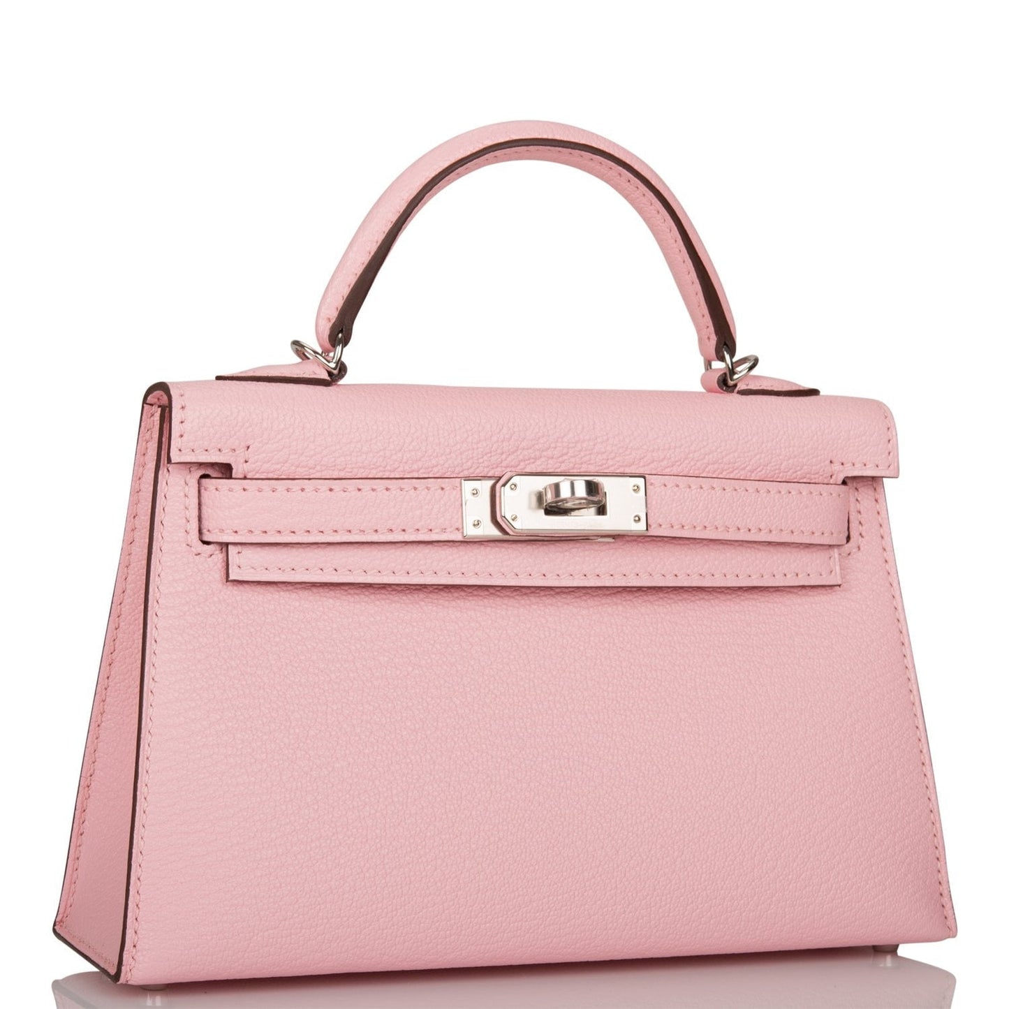 Hermes Kelly Sellier Rose Sakura Chevre Palladium Hardware Travel Bag 2 Jc