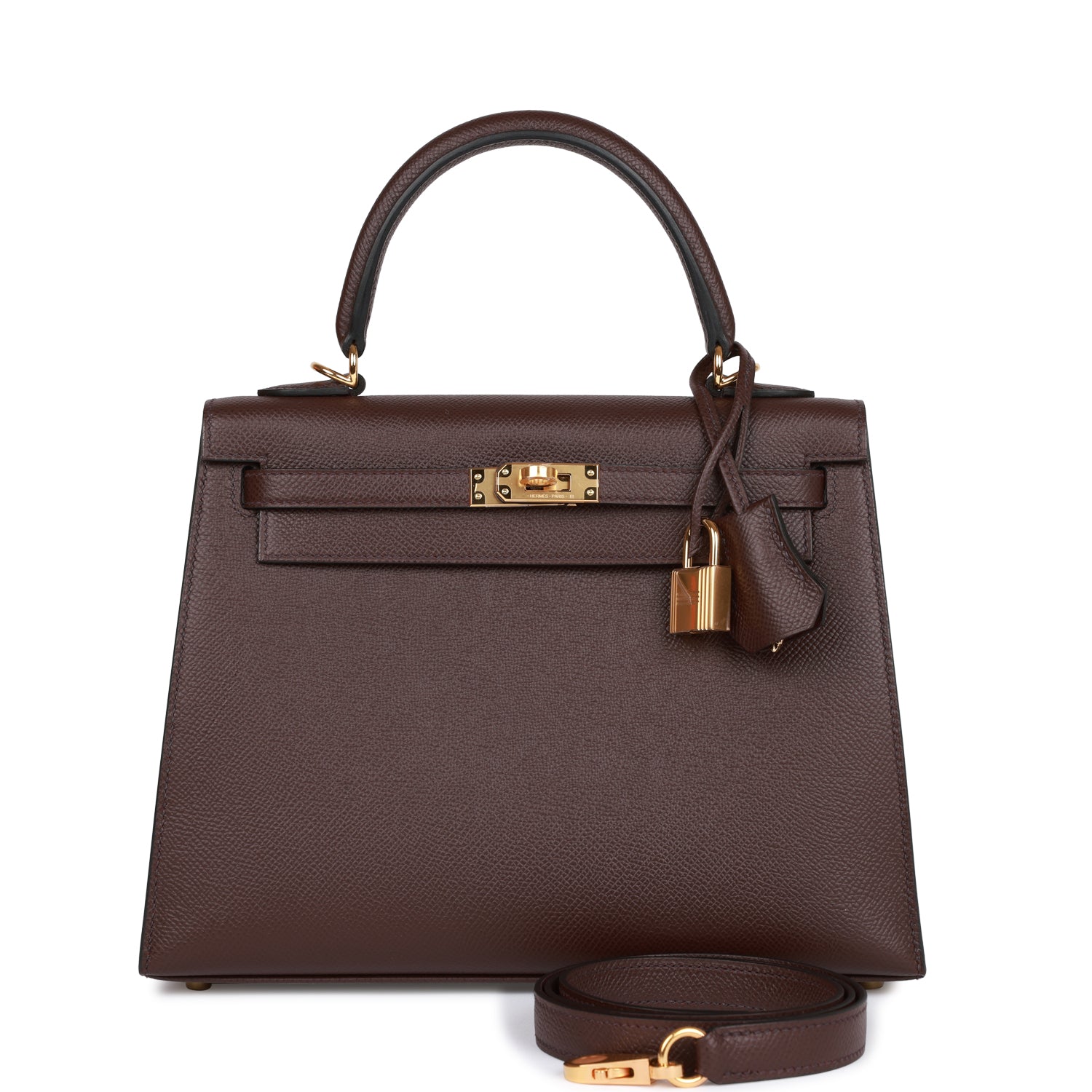 Hermes Kelly Sellier Rouge Sellier Epsom Hardware Handbag Gold Travel Bag