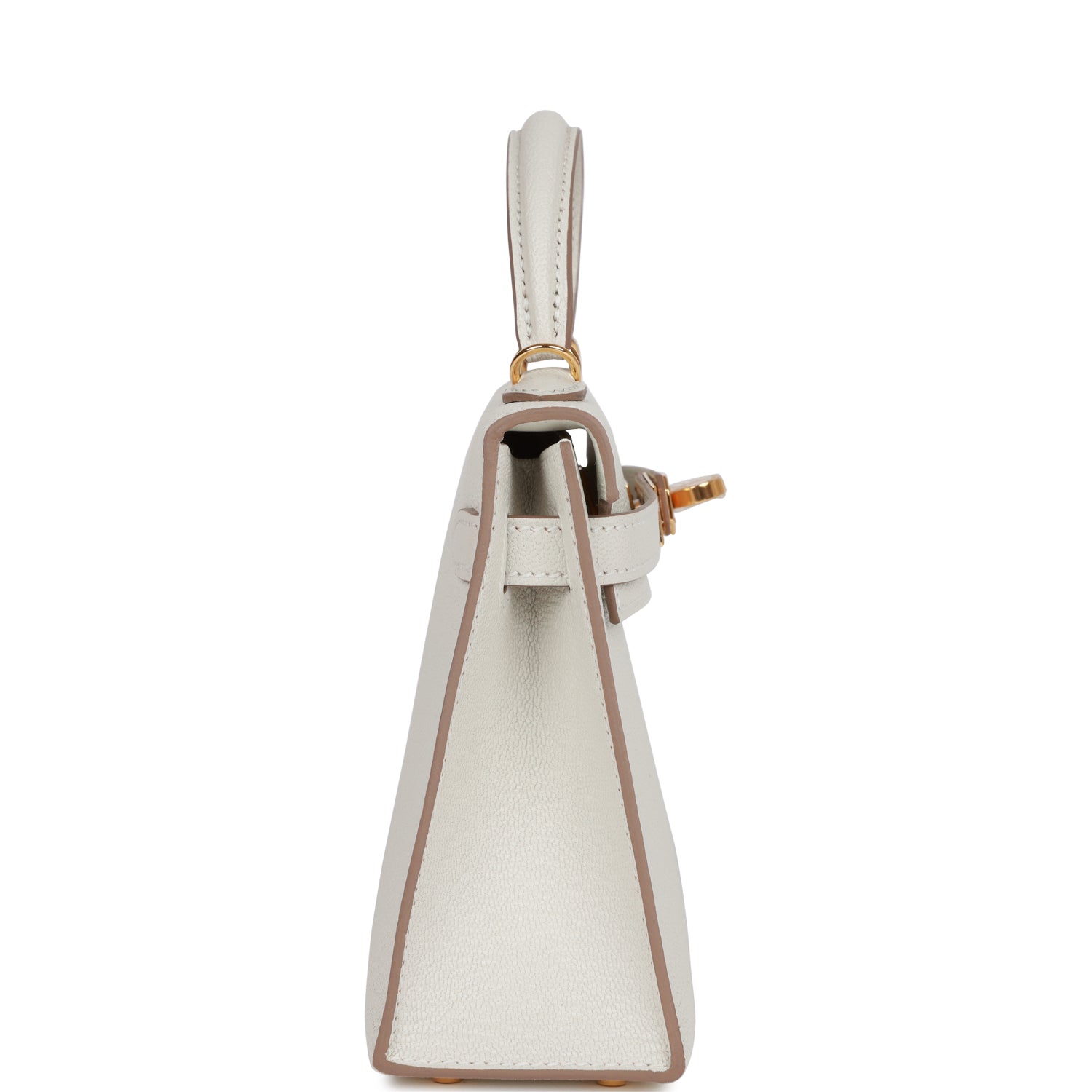 Hermes Kelly Sellier Mushroom Chèvre Hardware Handbag Gold Travel Bag