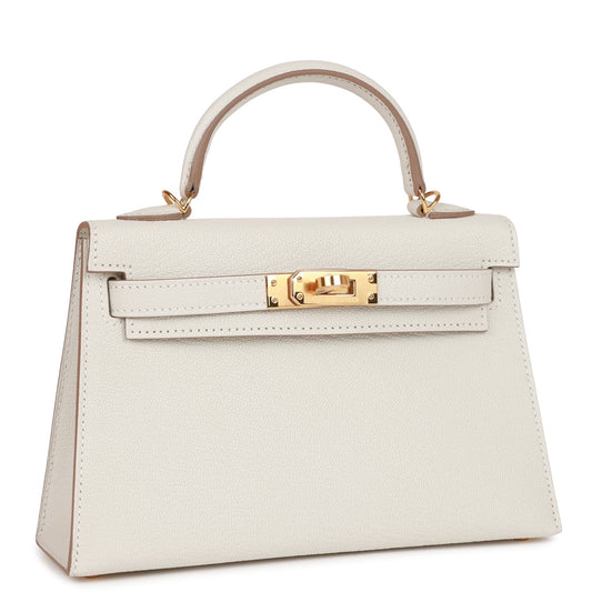 Hermes Kelly Sellier Mushroom Chèvre Hardware Handbag Gold Travel Bag