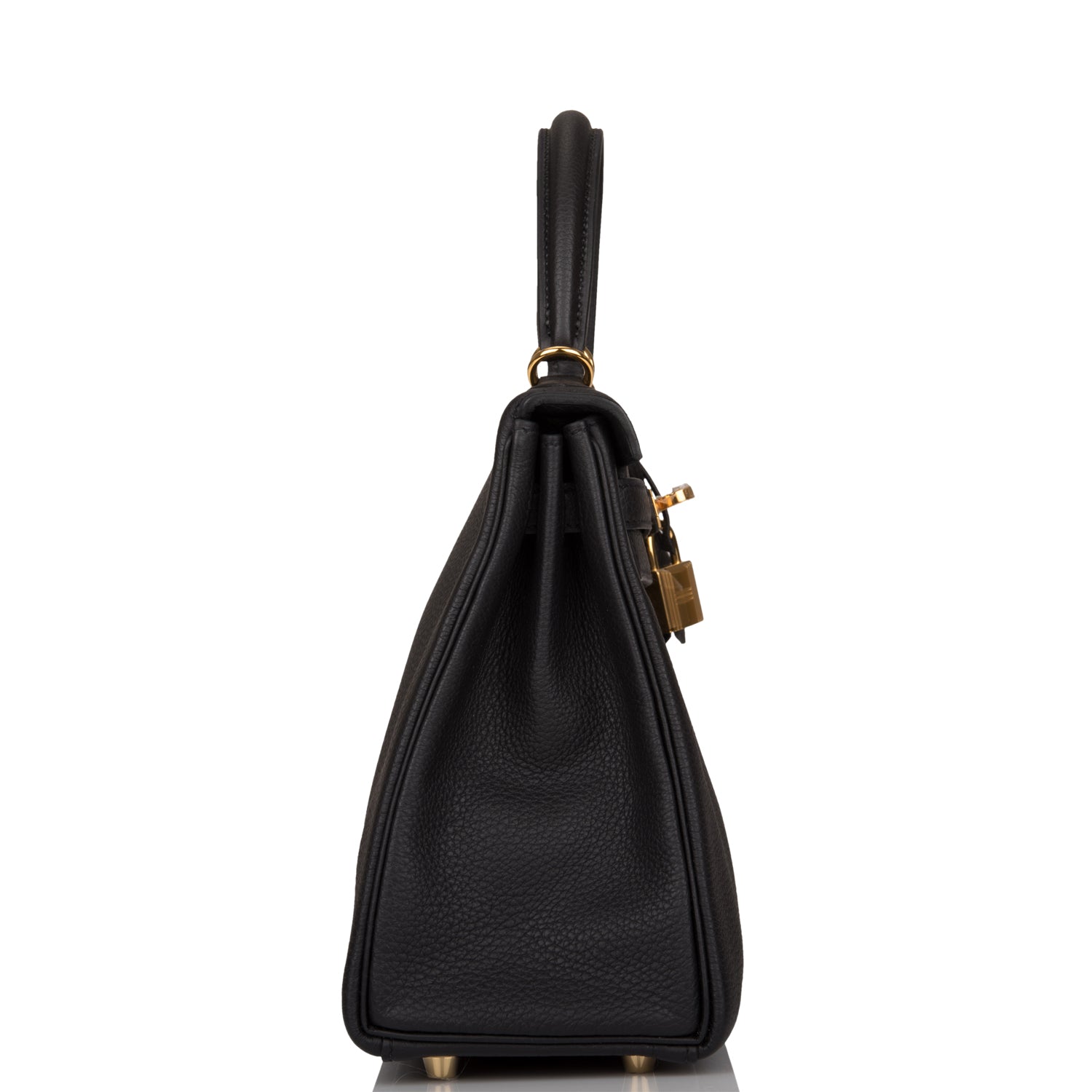 Hermes Kelly Retourne Togo Hardware Handbag Black Gold Travel Bag 13