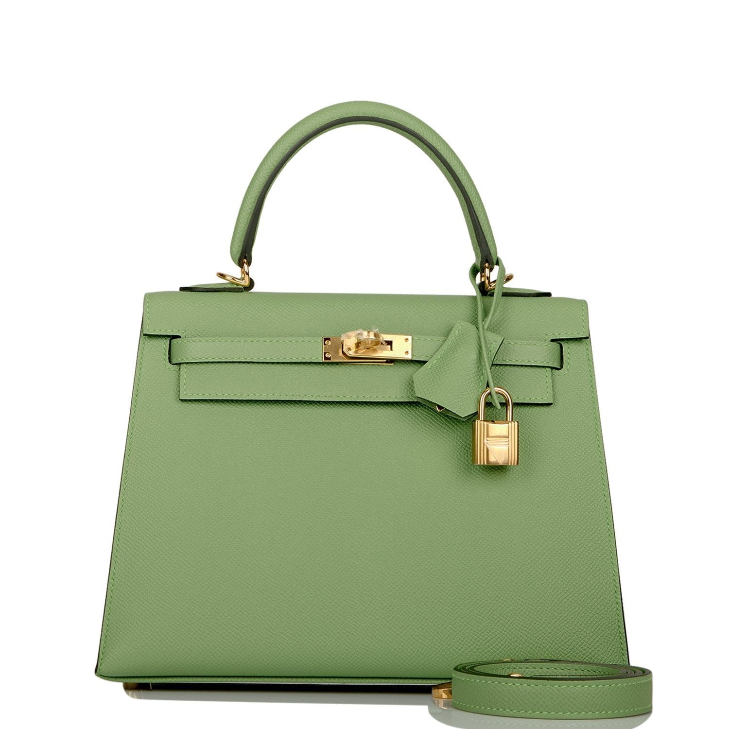 Hermes Kelly Sellier Vert Criquet Epsom Hardware Handbag Gold Travel Bag