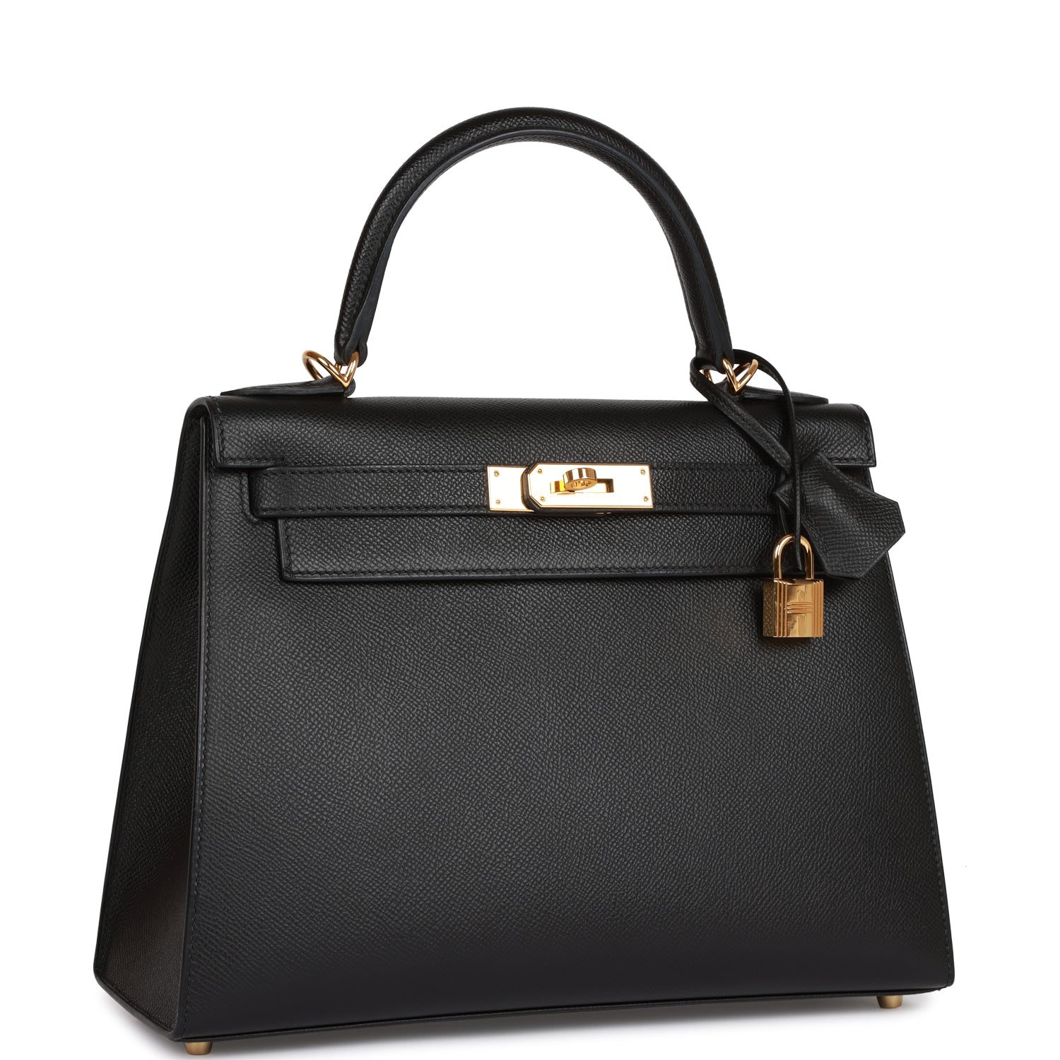 Hermes Kelly Sellier Epsom Hardware Handbag Black Gold Travel Bag 12