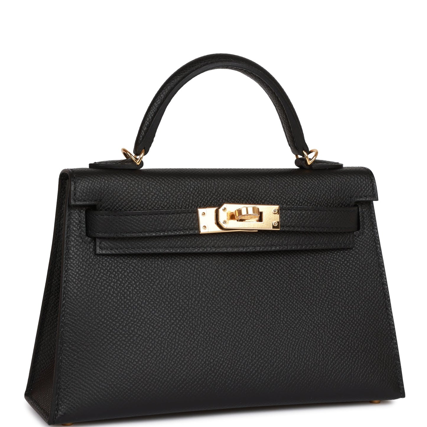 Hermes Kelly Sellier Epsom Hardware Handbag Black Gold Travel Bag 28