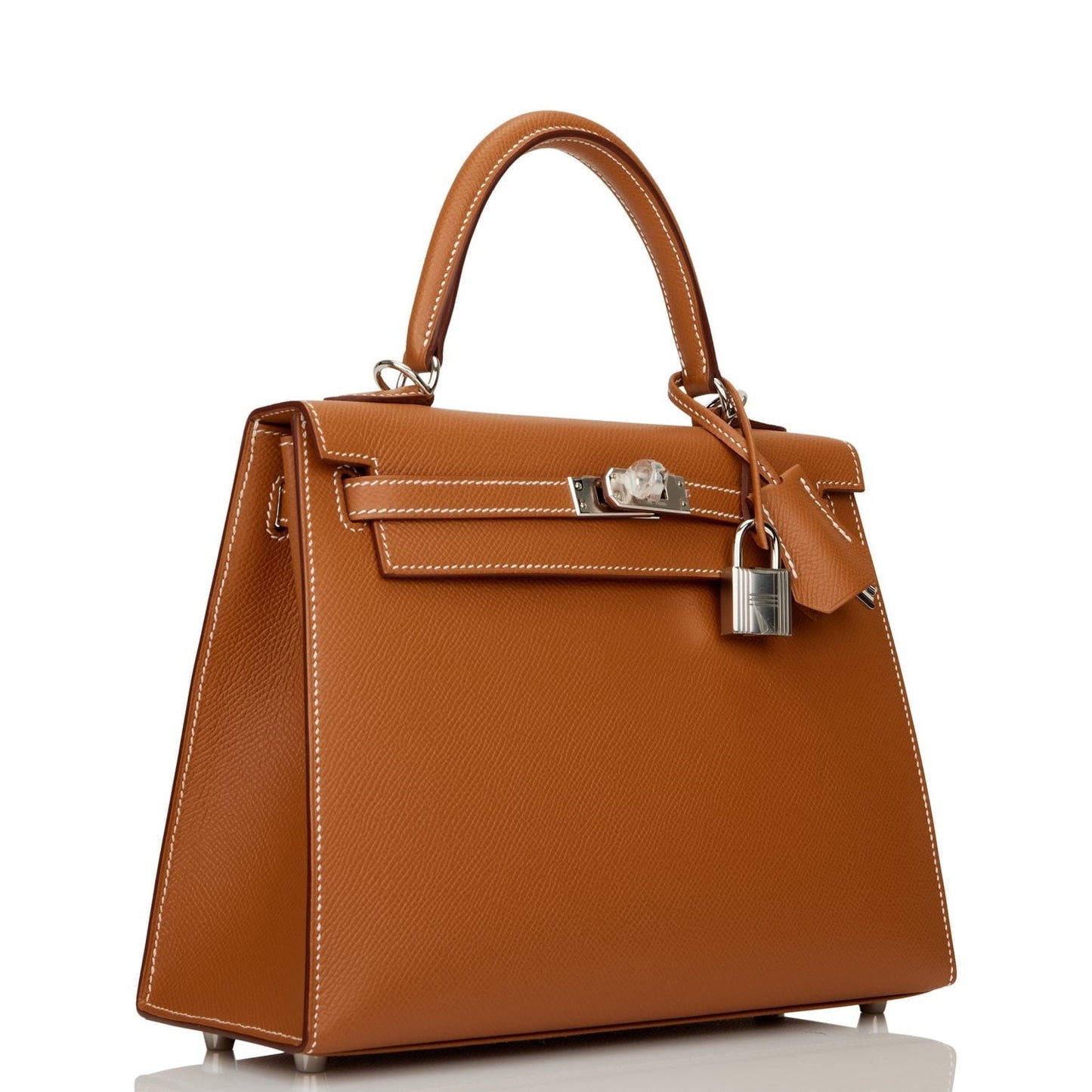 Hermes Kelly Sellier Epsom Palladium Hardware Handbag Gold Travel Bag 5