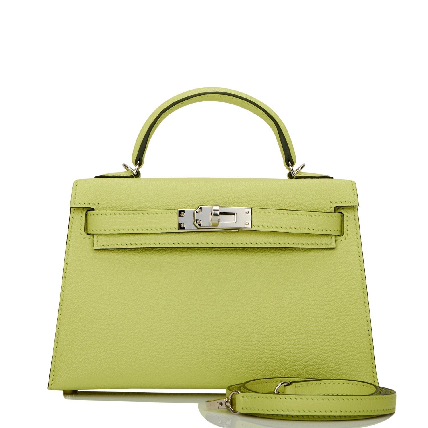 Hermes Kelly Sellier Jaune Bourgeon Chevre Palladium Hardware Travel Bag