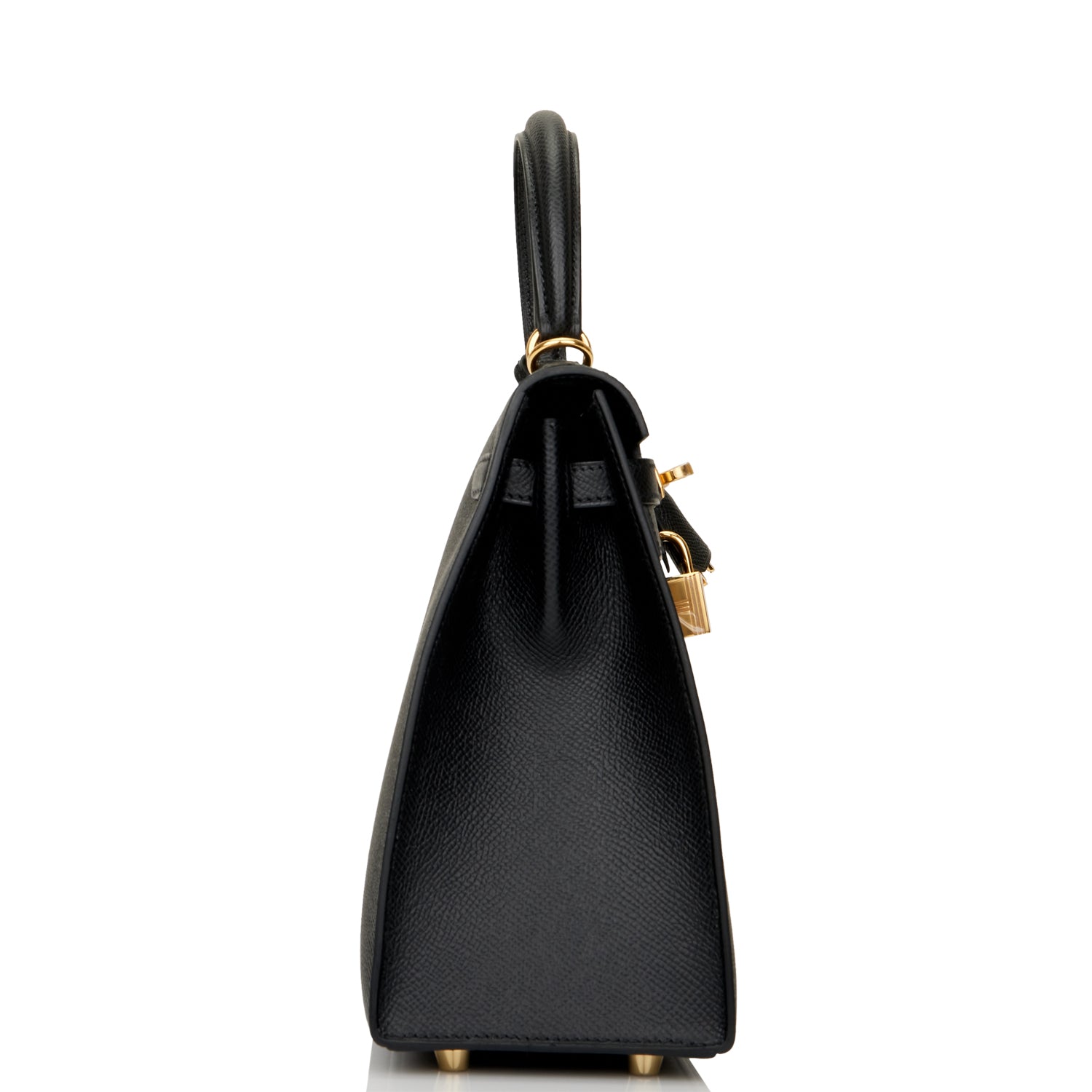 Hermes Kelly Sellier Epsom Hardware Handbag Black Gold Travel Bag 16