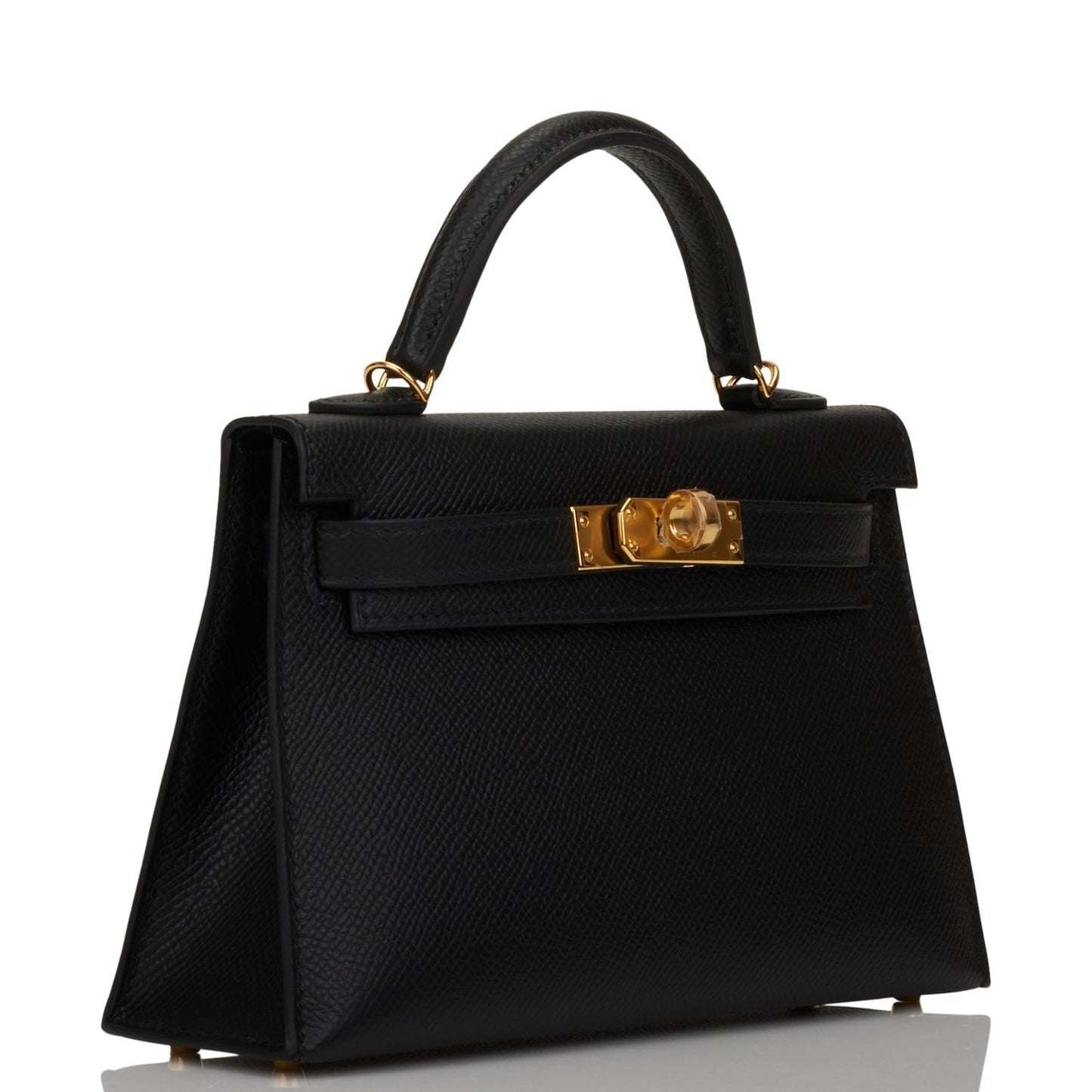 Hermes Kelly Sellier Epsom Hardware Handbag Black Gold Travel Bag 20