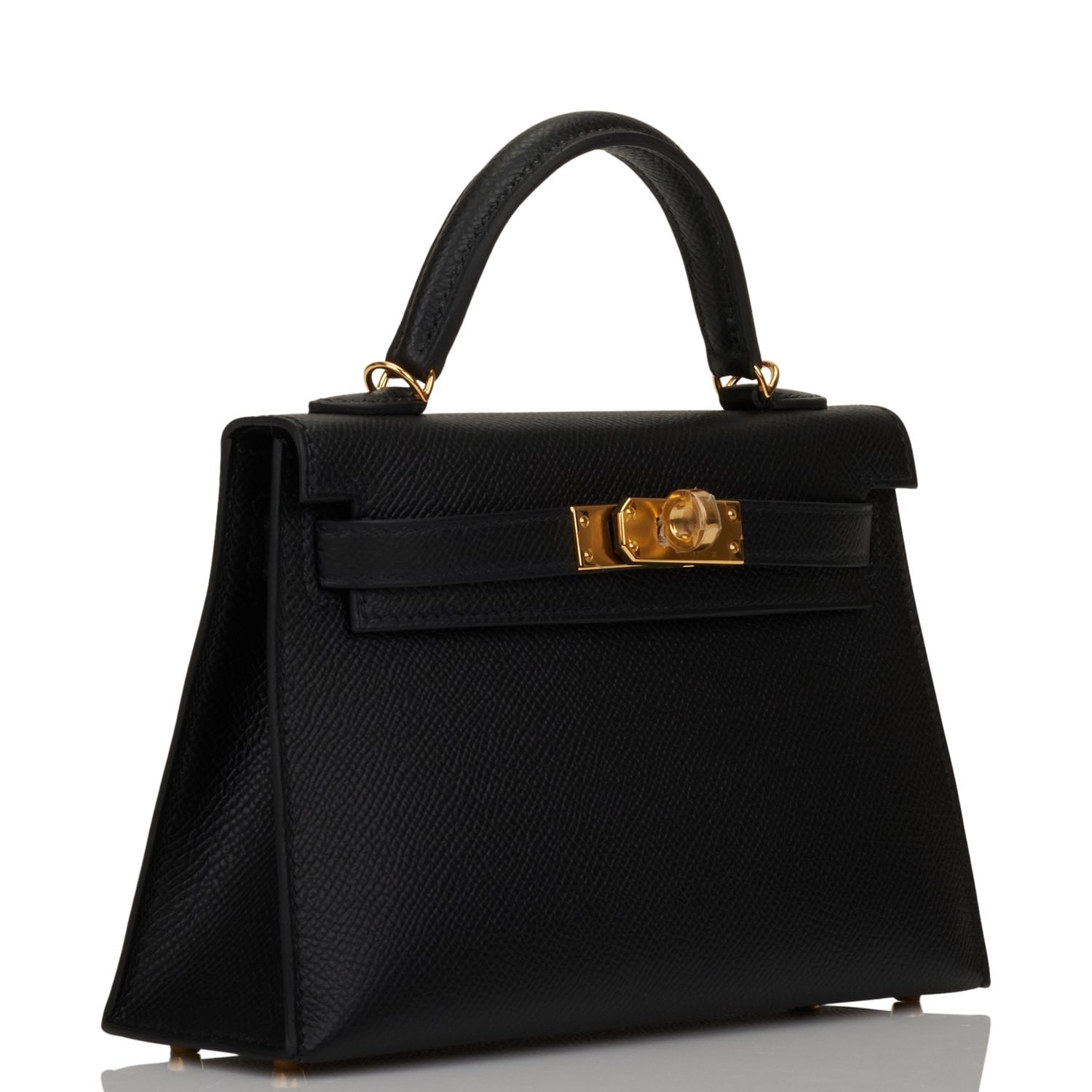 Hermes Kelly Sellier Epsom Hardware Handbag Black Gold Travel Bag 20