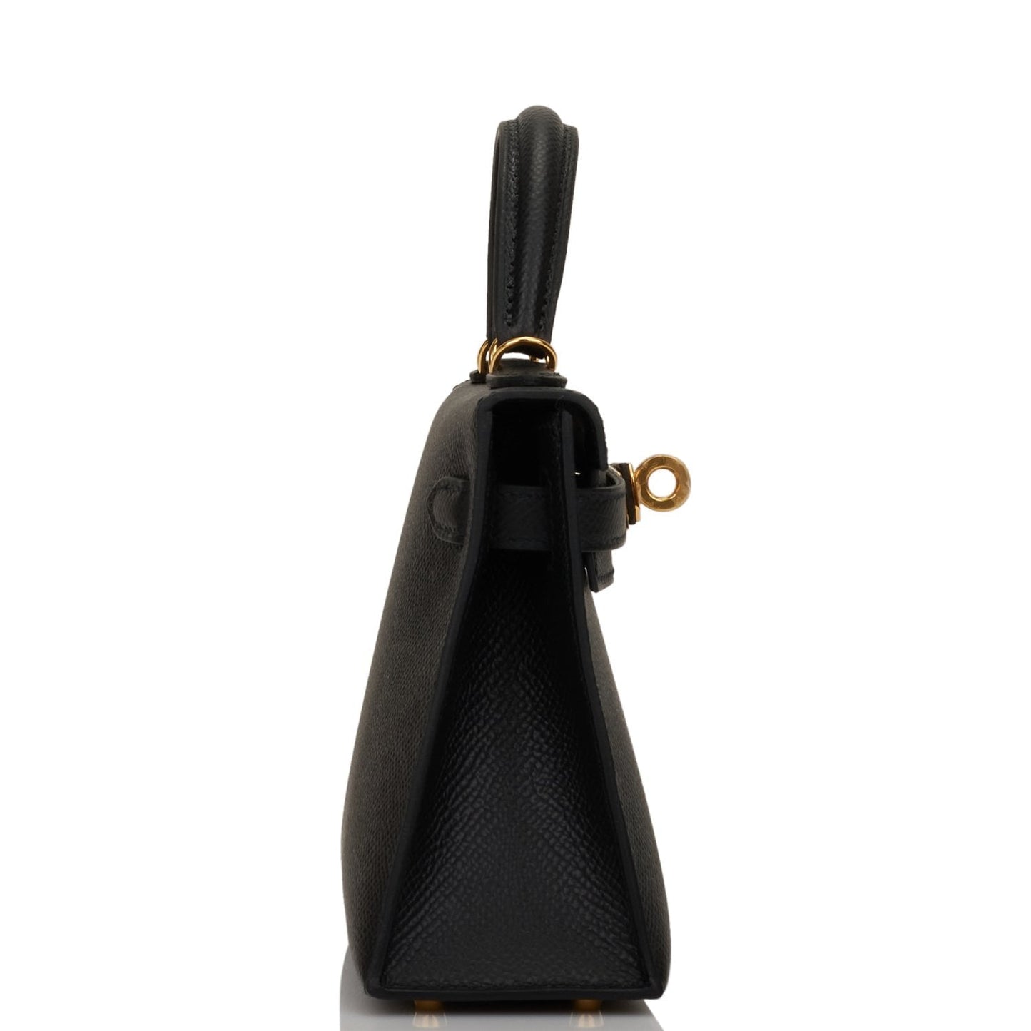 Hermes Kelly Sellier Epsom Hardware Handbag Black Gold Travel Bag 20