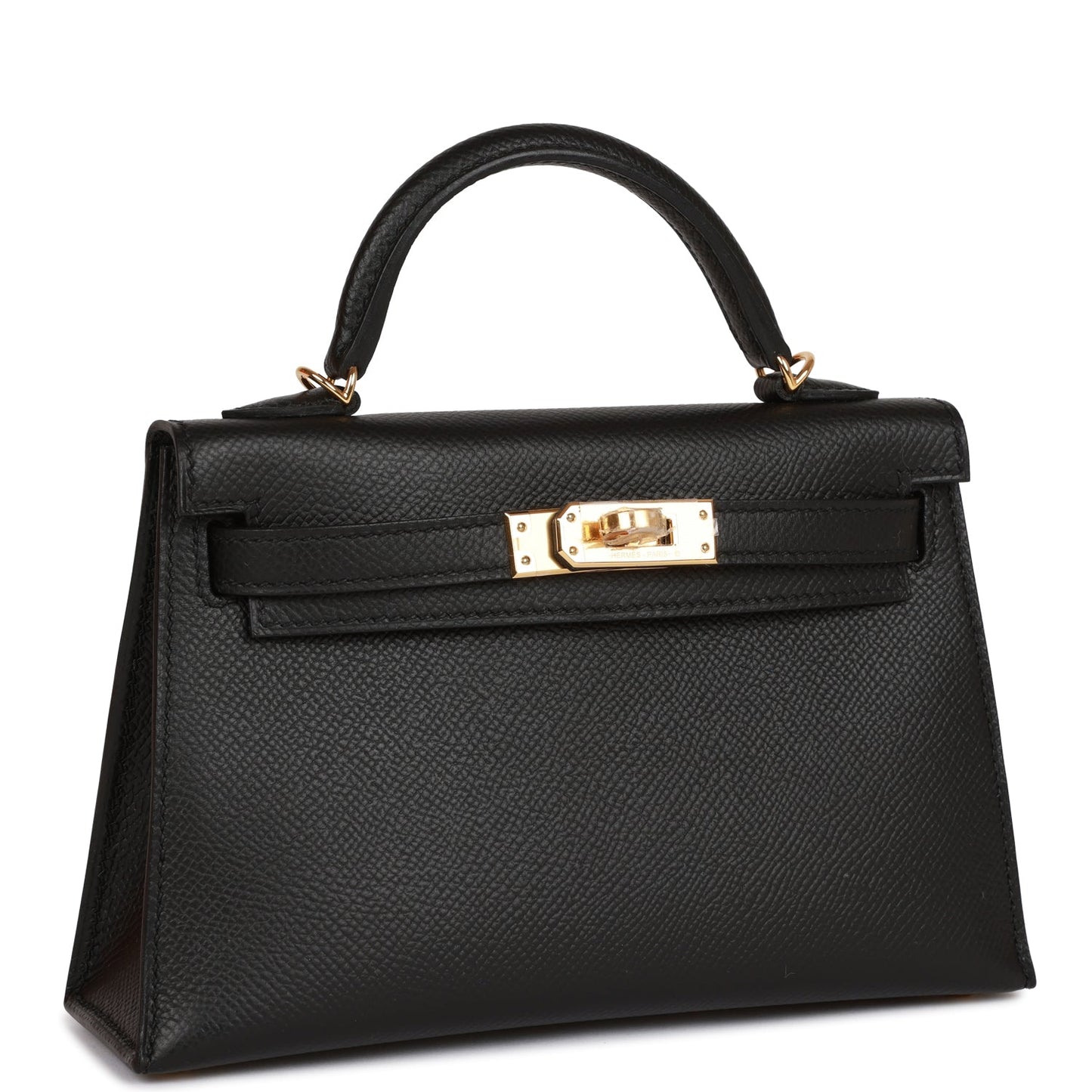 Hermes Kelly Sellier Epsom Hardware Handbag Black Gold Travel Bag 27