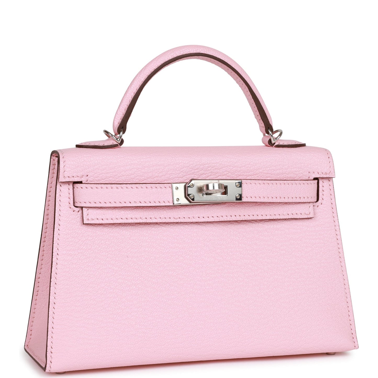 Hermes Kelly Sellier Rose Sakura Chevre Palladium Hardware Travel Bag Hardware 2