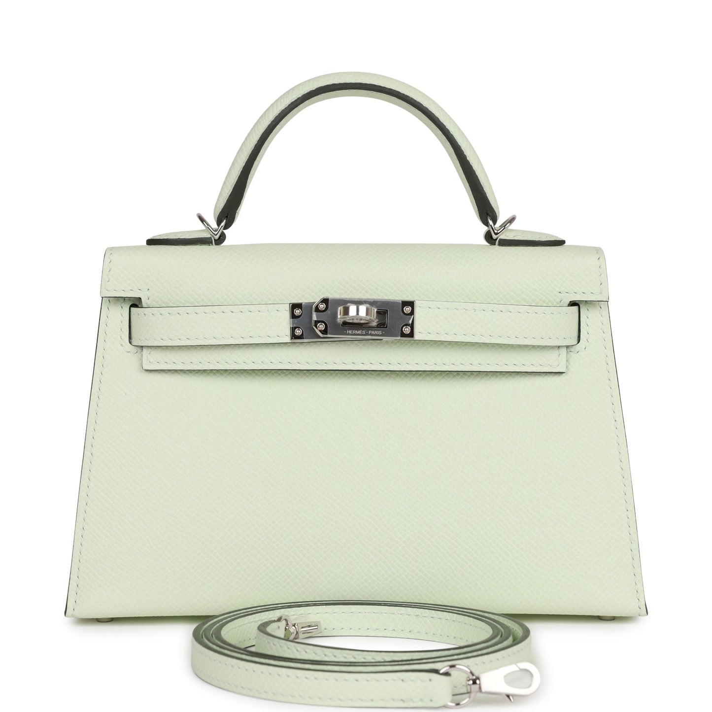 Hermes Kelly Sellier Vert Fizz Epsom Palladium Hardware Handbag Travel Bag Palladium Hardware 1