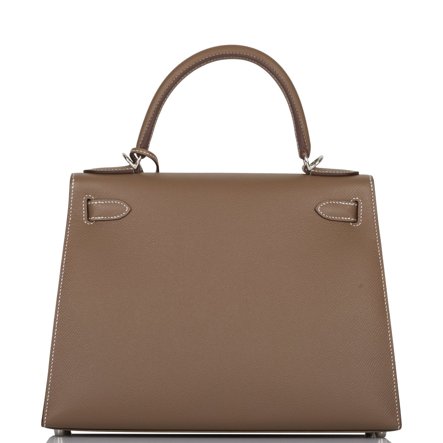 Hermes Kelly Sellier Etoupe Epsom Palladium Hardware Handbag Travel Bag
