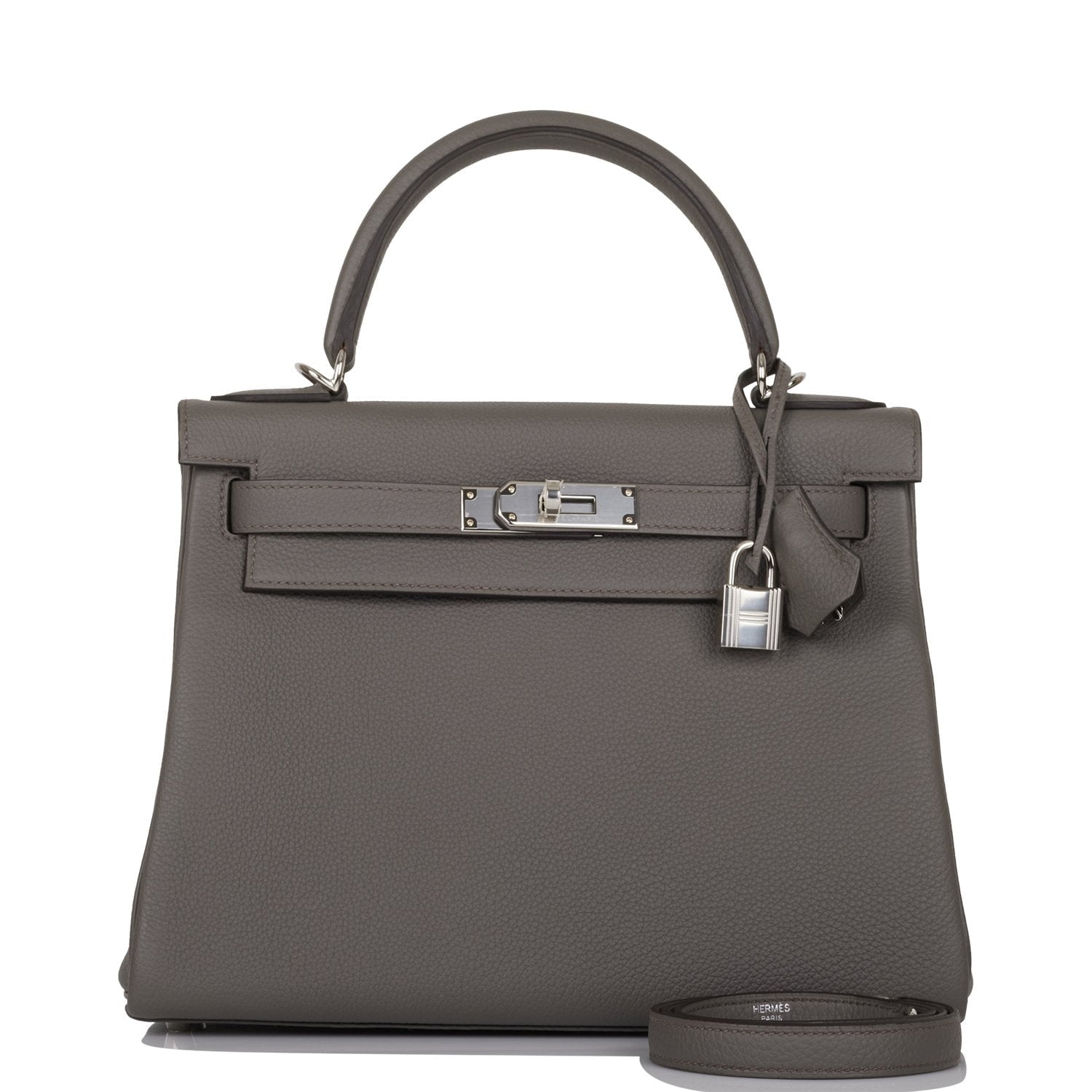 Hermes Kelly Retourne Etain Togo Palladium Hardware Handbag Travel Bag Palladium Hardware