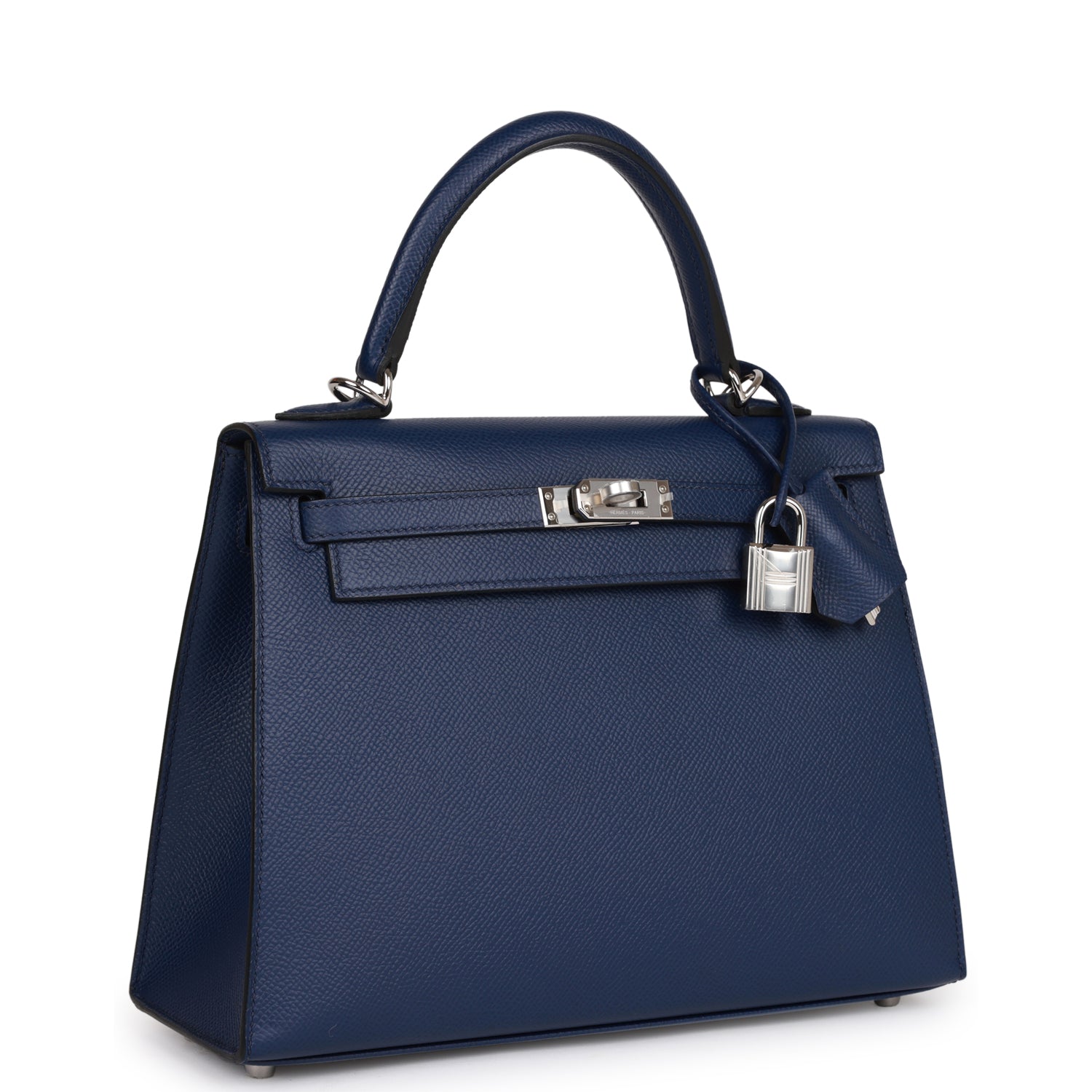 Hermes Kelly Sellier Bleu Saphir Epsom Palladium Hardware Handbag Travel Bag